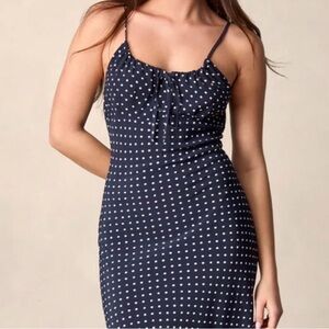 Rouje Navy and White Polka Dot Midi Dress